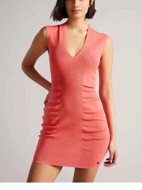 Ted Baker Coral Sleeveless V-Neck Mini Dress